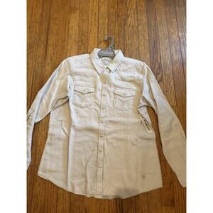 Ariat Papyrus Western LS Shirt Womens Large Beige Corduroy Pearl Snap Front